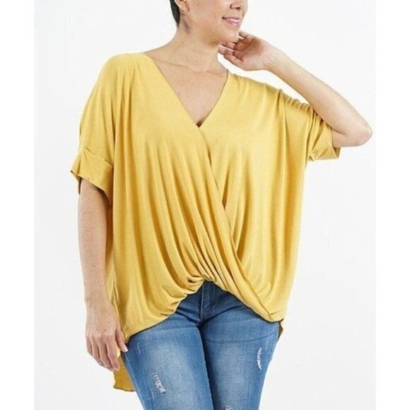 Mustard Surplice Blouse Size Small - Picture 1 of 8
